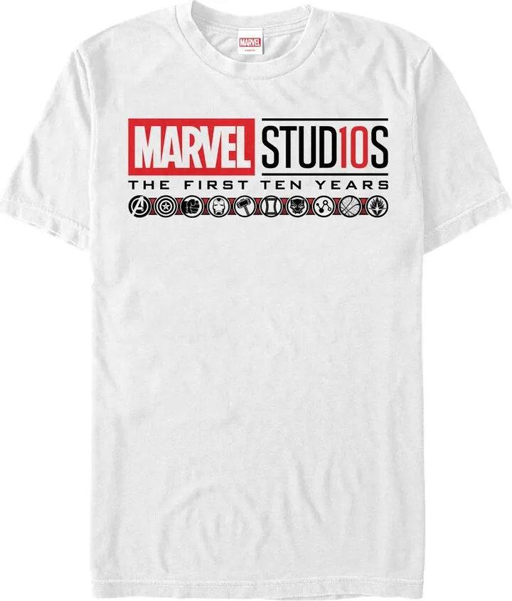 Men's Marvel First 10 Years Anniversary Icon Logo T-Shirt - White - Large