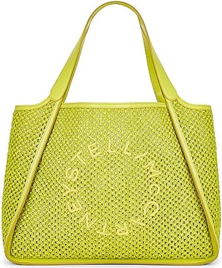 Stella McCartney Rafia Mesh Logo Tote Bag in Green