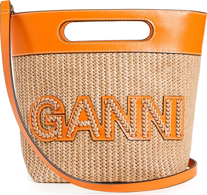 GANNI Kraft Small Raffia Tote
