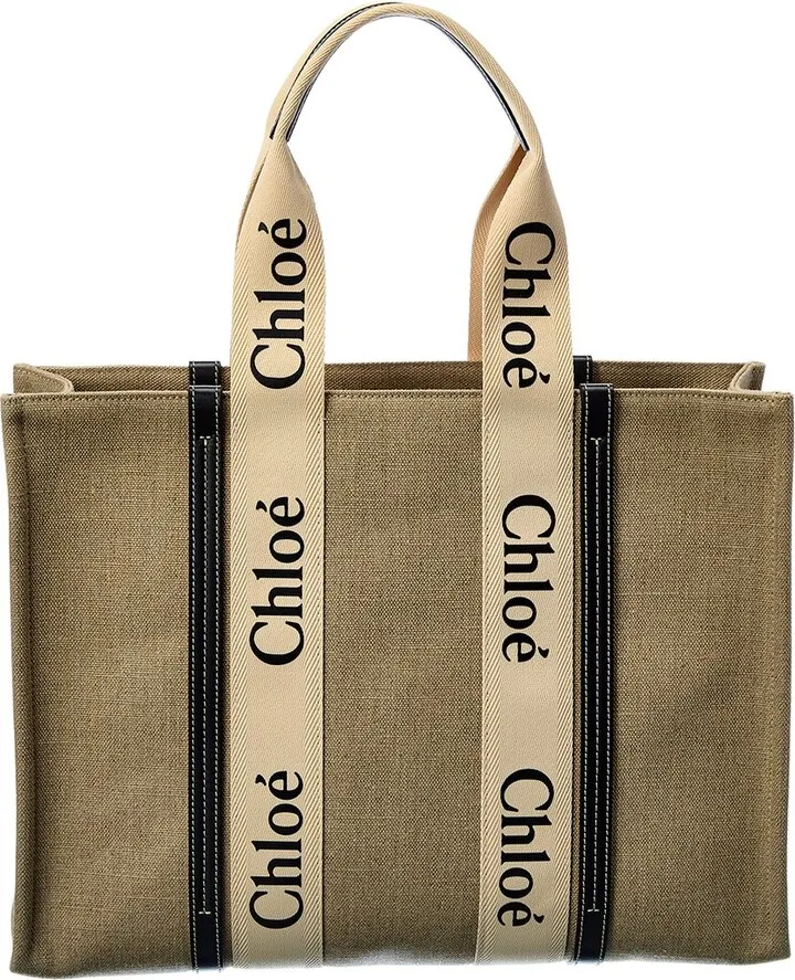 Chloé Woody Large Canvas & Leather Tote