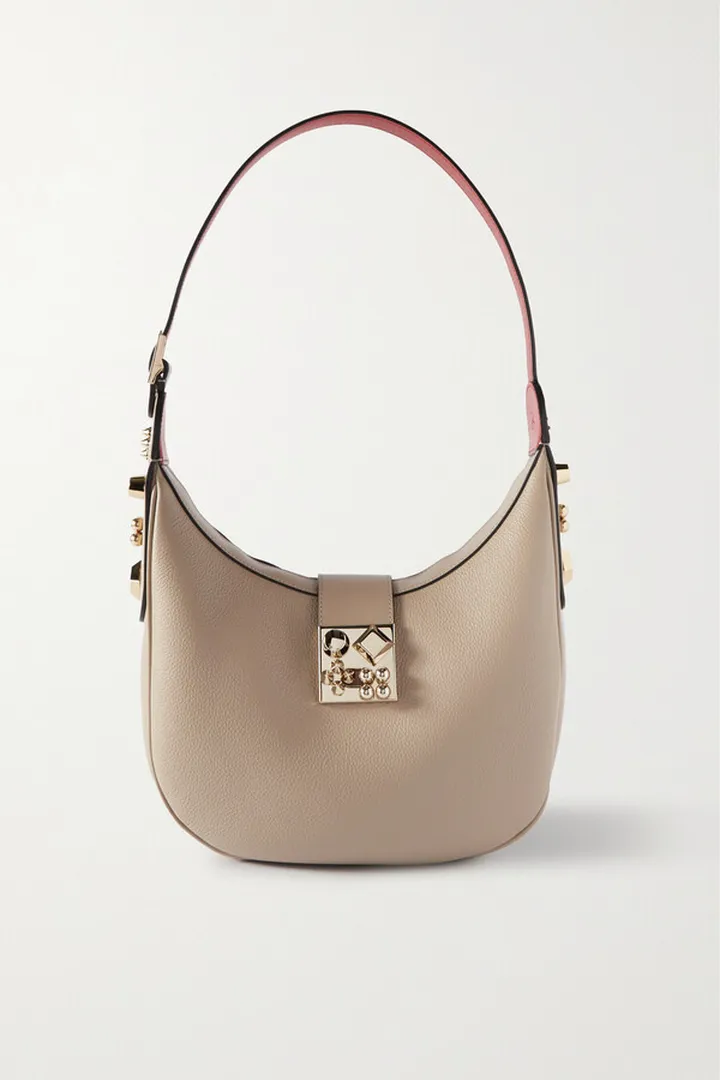 Christian Louboutin - Carasky Medium Embellished Textured-leather Shoulder Bag - White