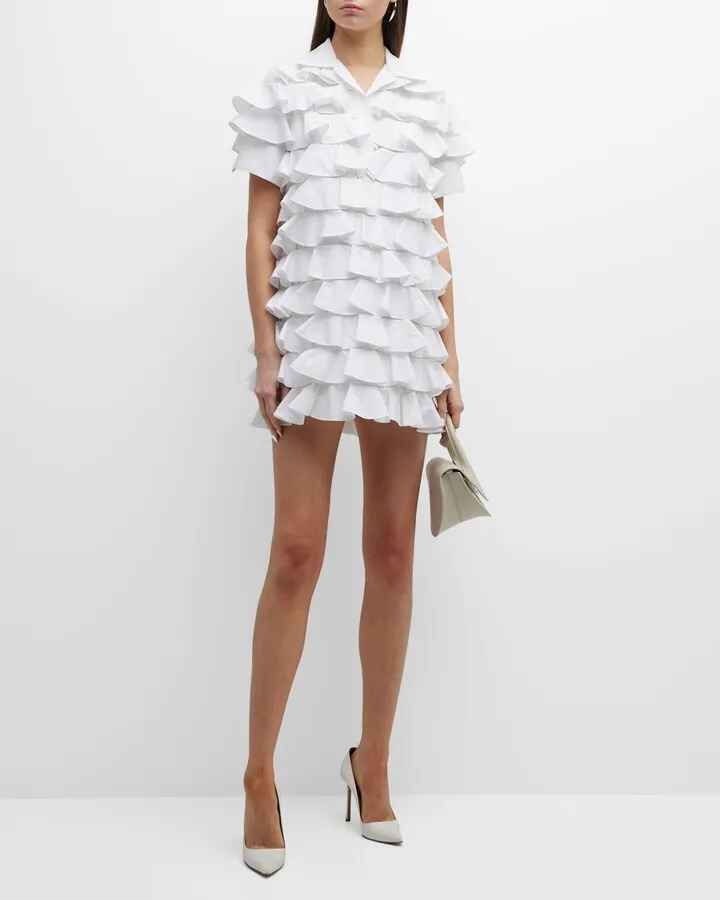 Tiered Ruffle Mini Tennis Shirtdress