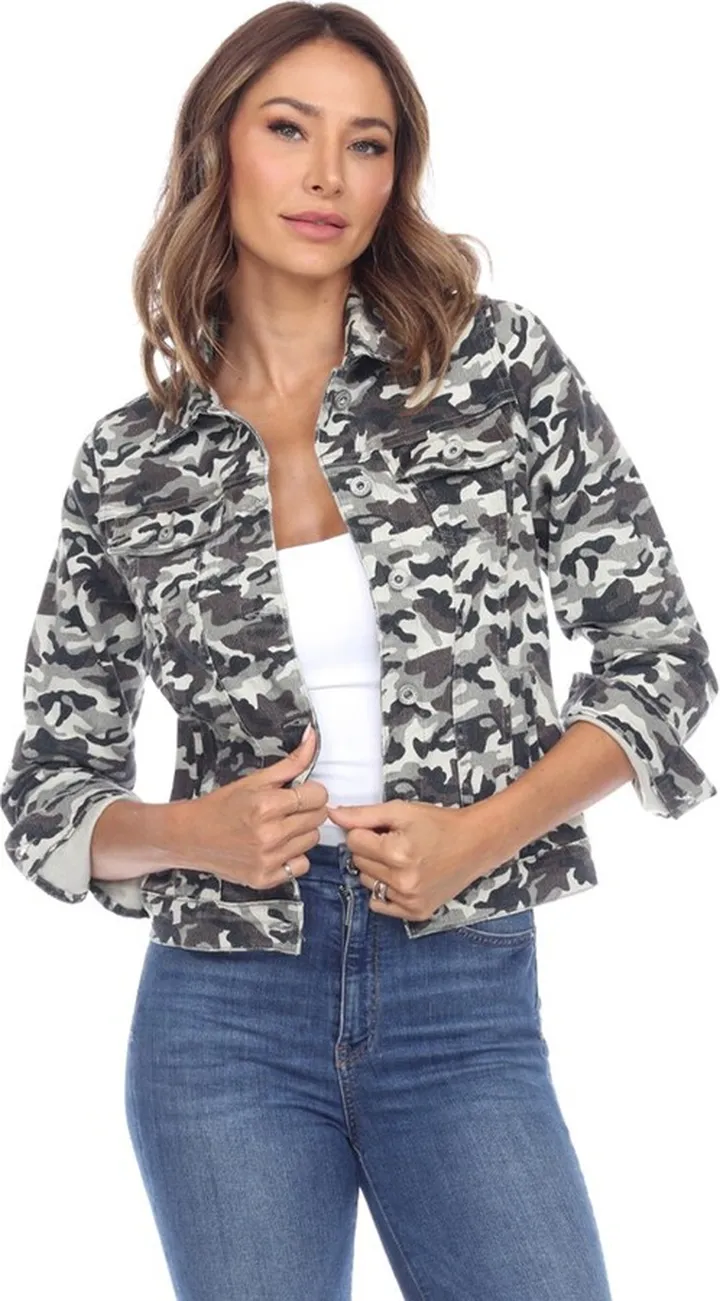Camo Denim Jacket Grey Large - White Mark