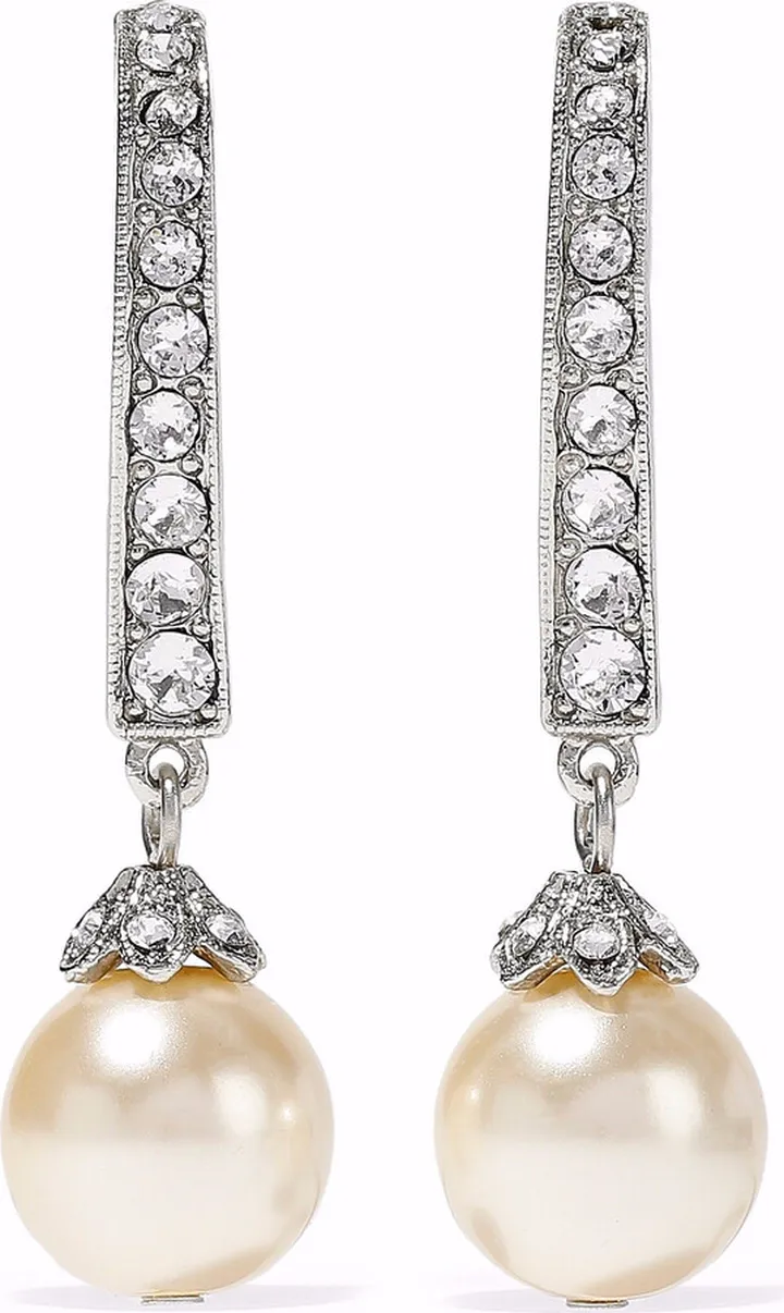 Silver-tone crystal and faux pearl earrings