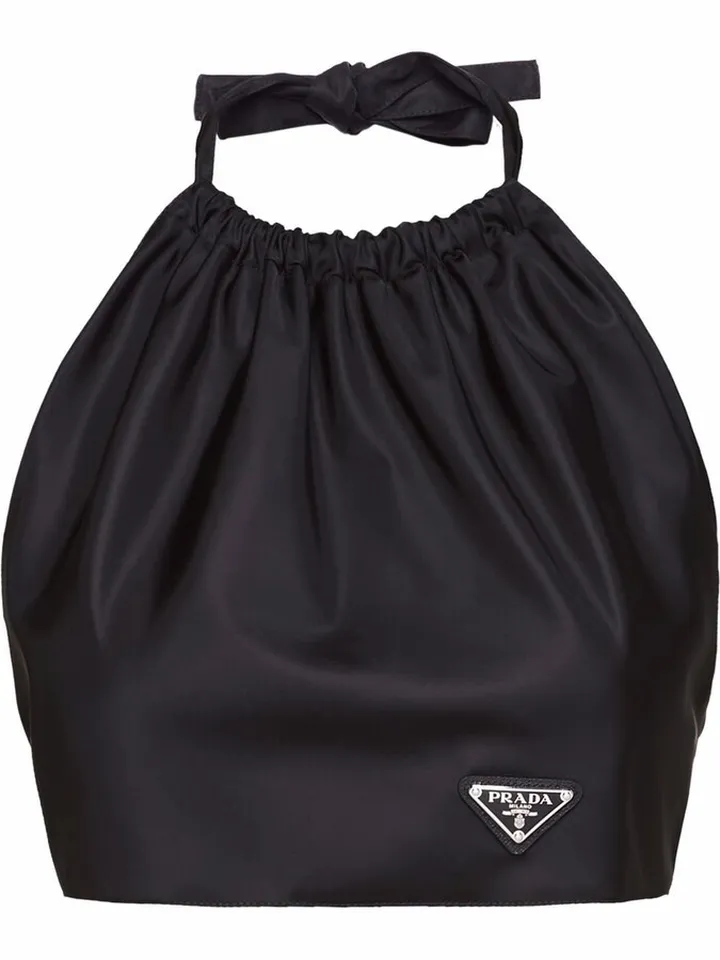 Re-Nylon halterneck crop top
