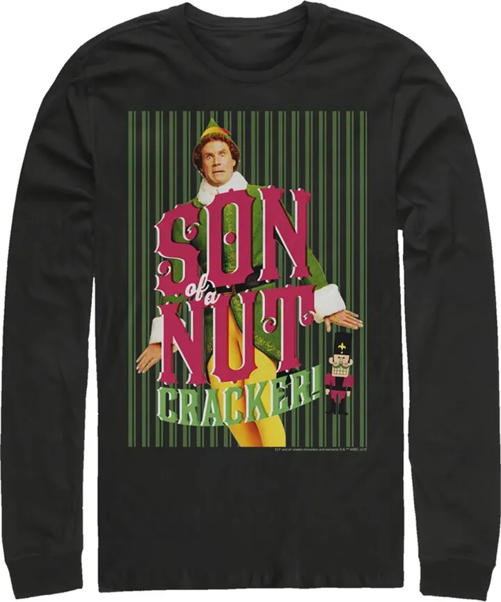 Men's Elf Buddy Son of a Nutcracker Long Sleeve Shirt - Black - 2X Large