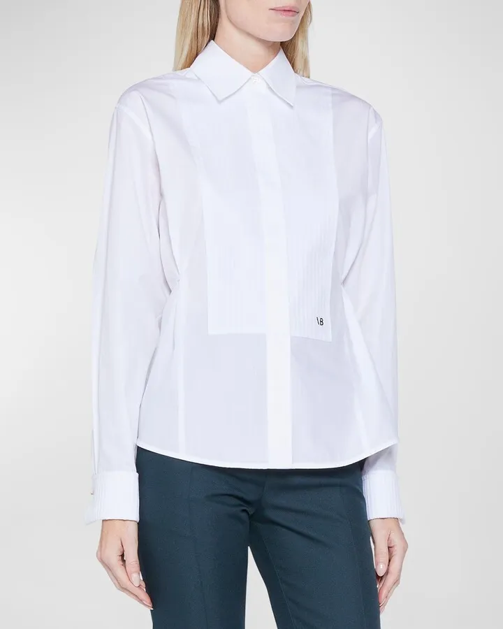 Plisse Plastron Tuxedo Shirt