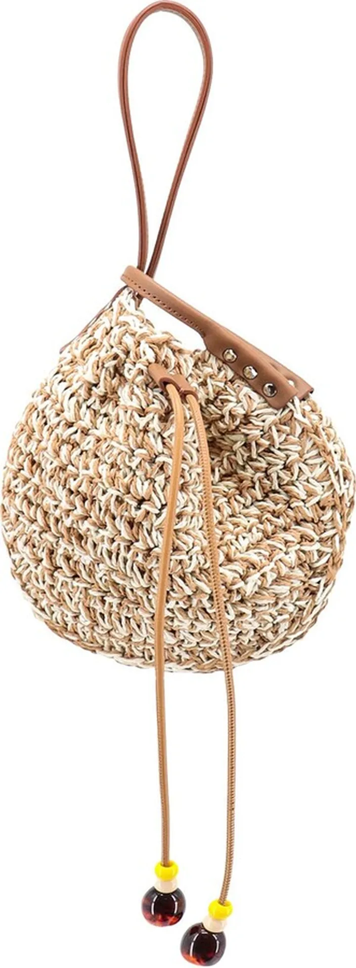Rafia and leather handbag