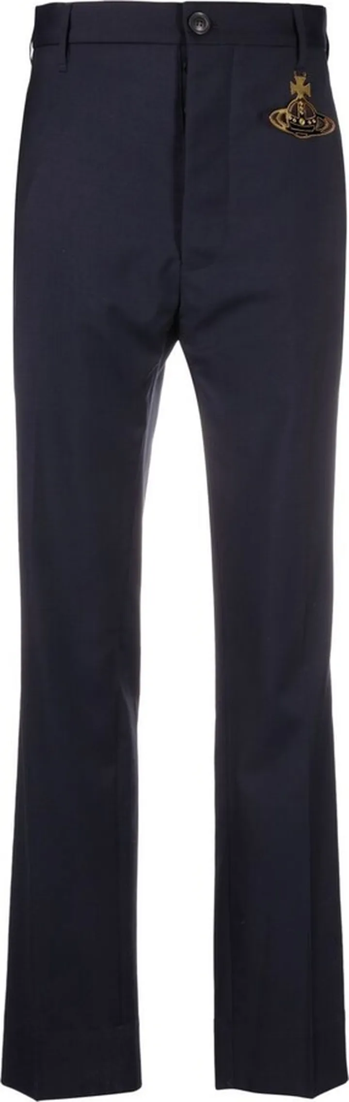 Orb-plaque straight-leg trousers