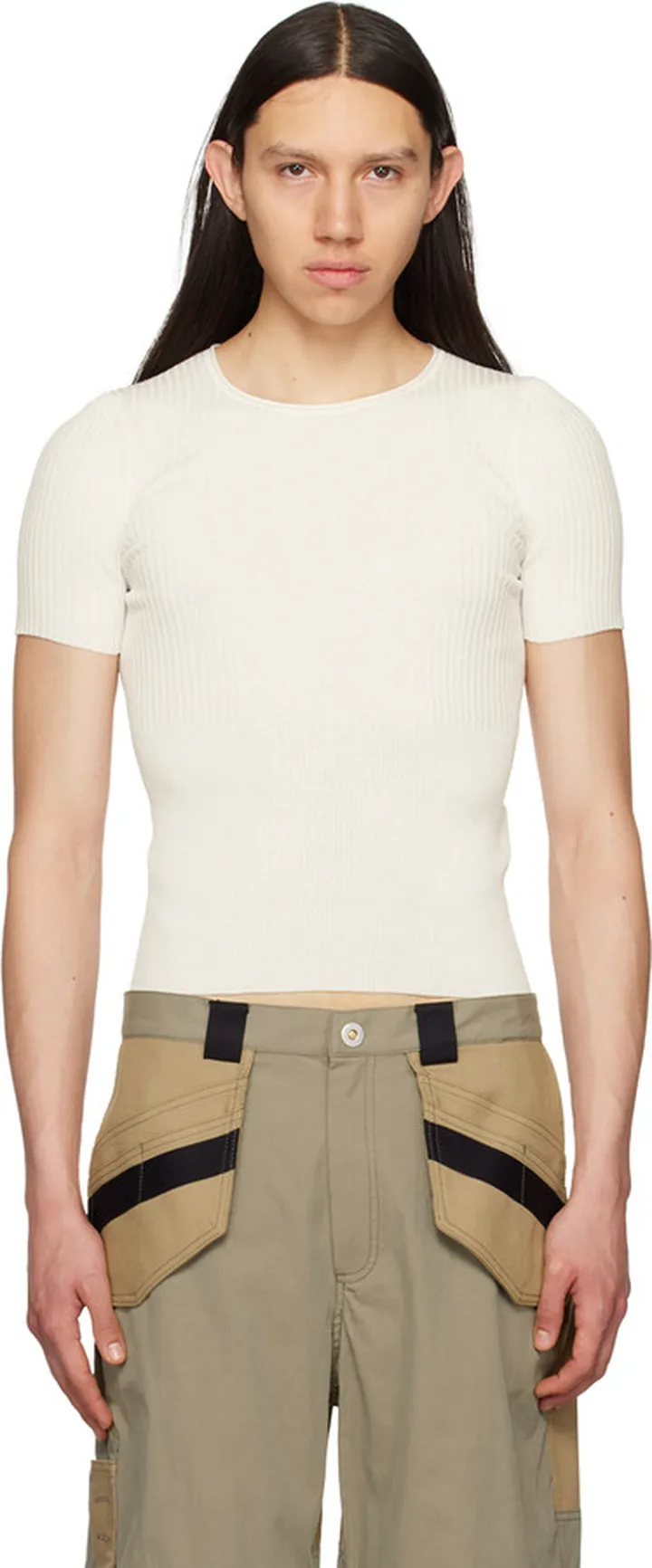 Dion Lee White Gradient Rib T-Shirt