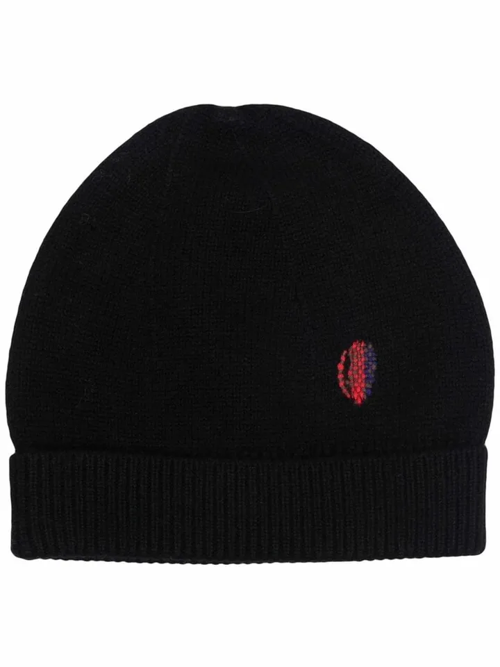 Embroidered-Logo Ribbed Beanie