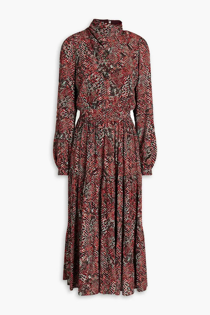 Eleonor gathered printed georgette midi dress