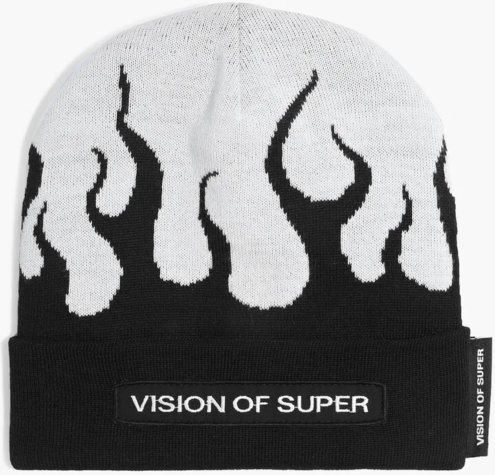 Appliquéd jacquard-knit wool-blend beanie