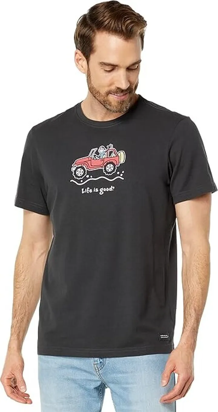Life is Good Off Road Jake Crusher Tee (Jet Black) Men's Clothing