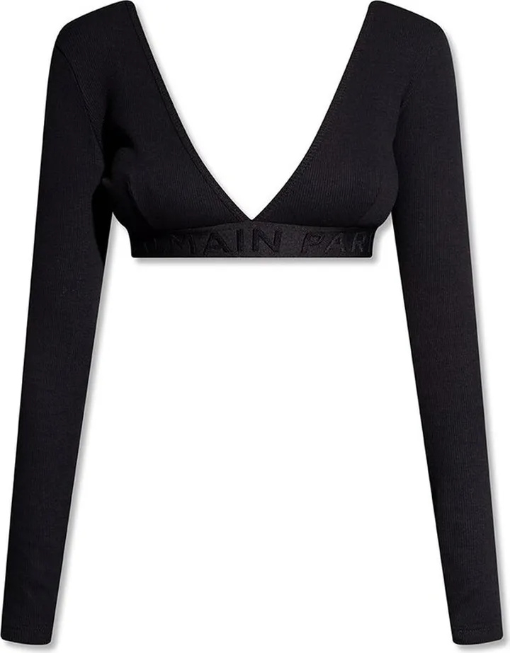 Balmain V-Neck Ribbed Top
