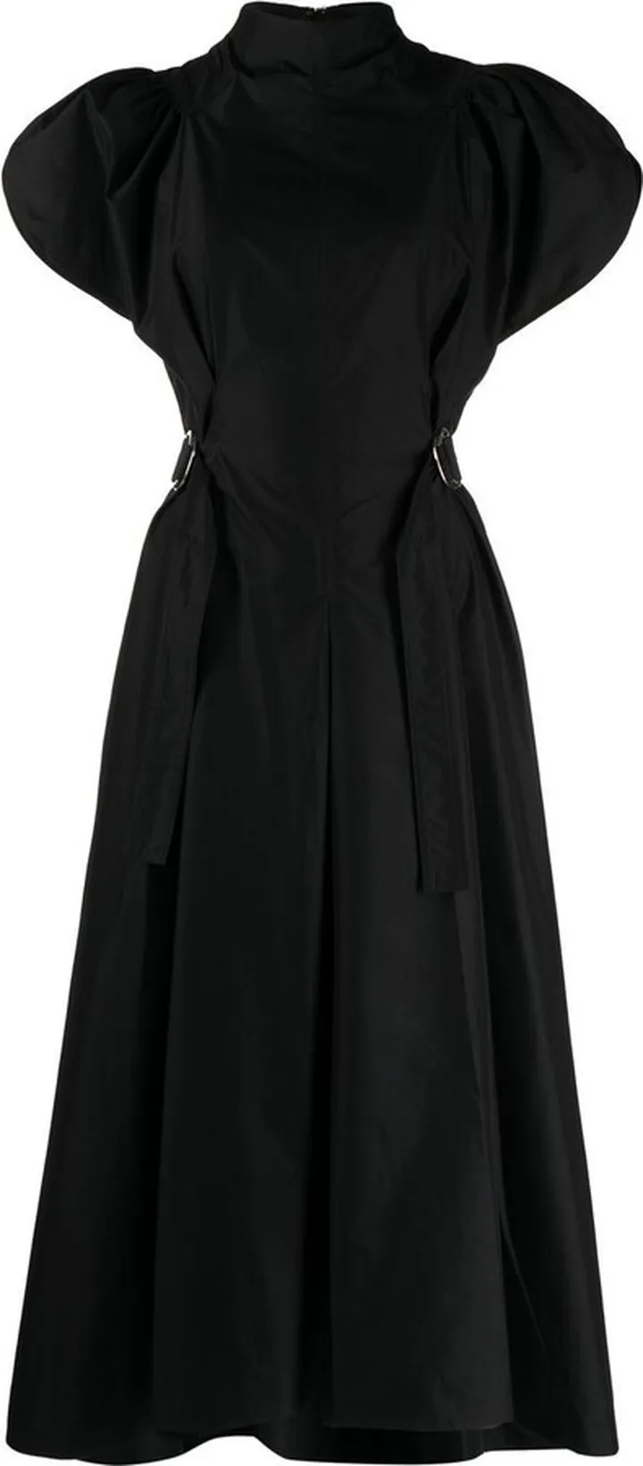 High-Neck Flared Midi Dress