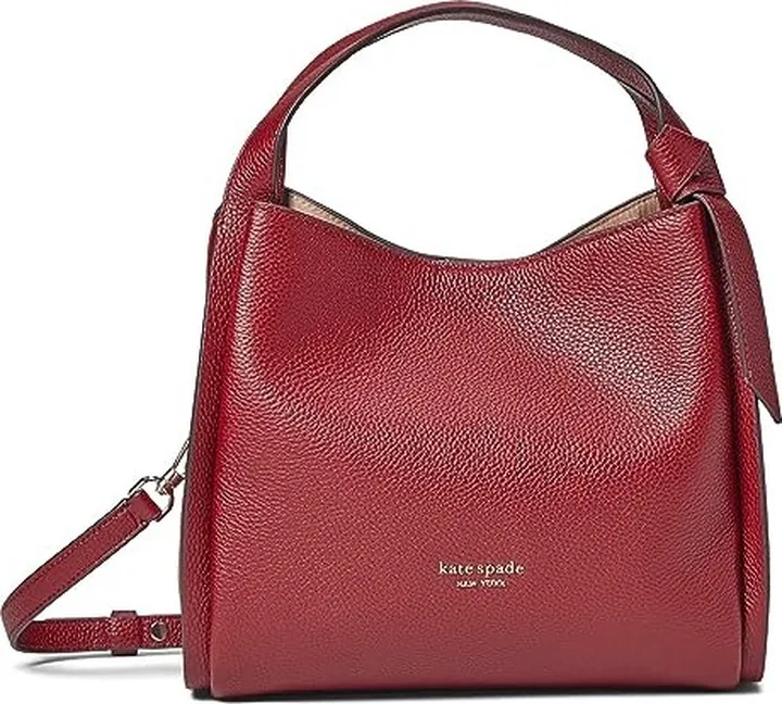 Kate Spade New York Knott Pebbled Leather Medium Crossbody Tote (Autumnal Red) Handbags