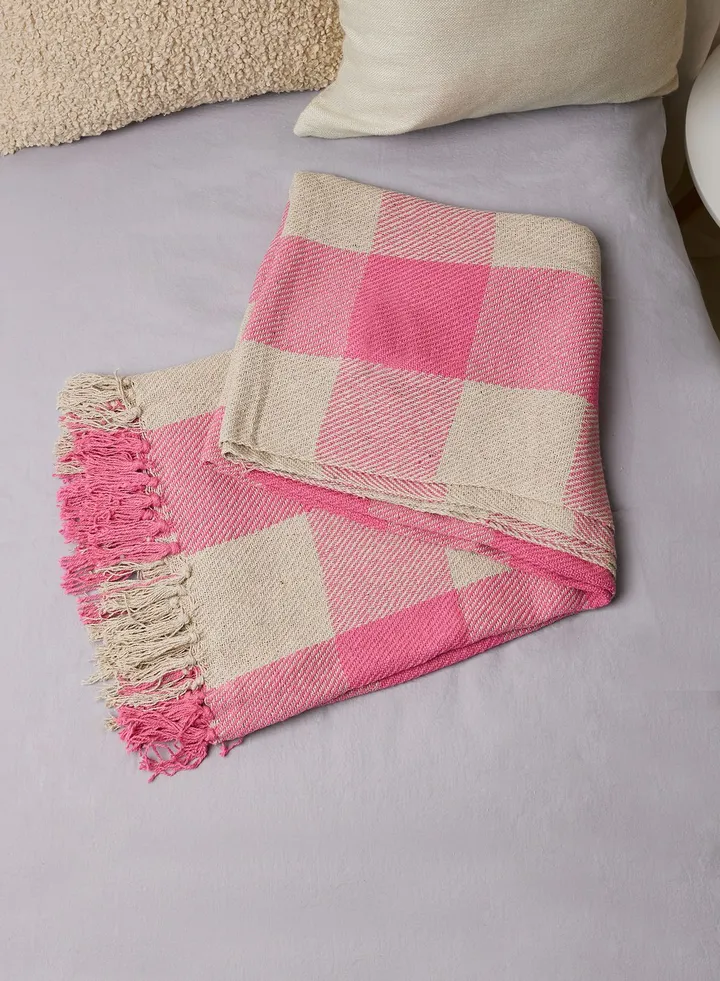 Pink Checkboard Throw