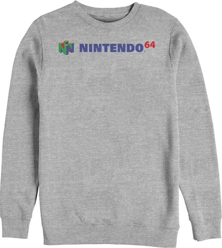 Men's Nintendo Classic N64 Logo Text Sweatshirt - Athletic Heather - X Large