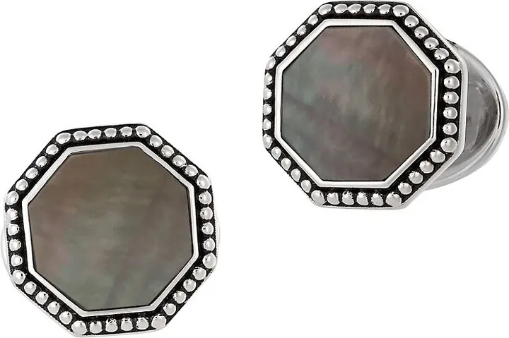 Octagon Mother-Of-Pearl Stainless Steel Cufflinks
