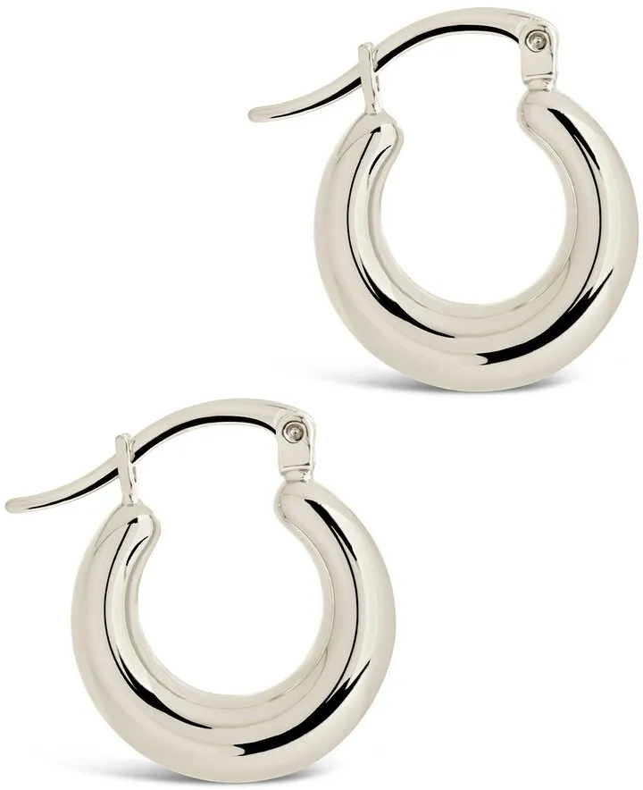 Rhodium Plated Tube Hoop Earrings