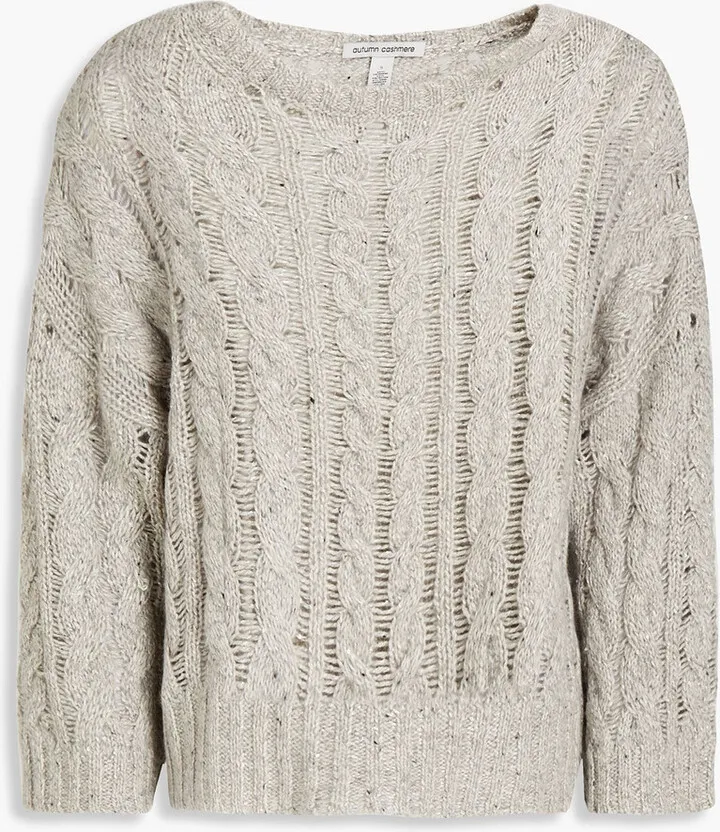 Embellished cable-knit cashmere-blend sweater