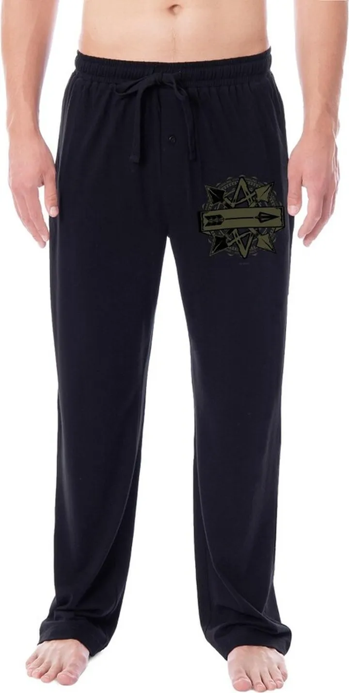 DC Comics Arrow Men's Green Arrow Starling City Logo Pajama Pants (Medium) Black