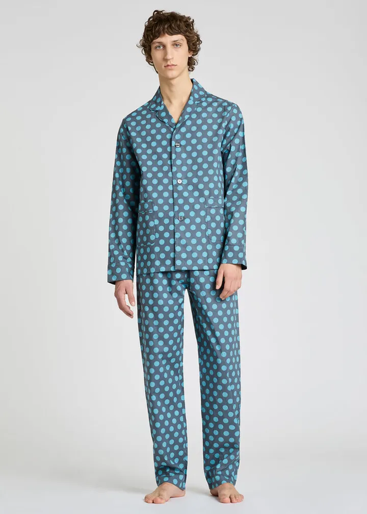 Blue Polka Dot Cotton Pyjama Pants