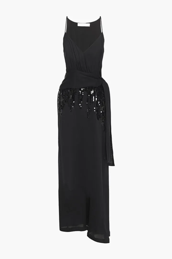 Sequin-embellished silk-crepe jersey midi dress