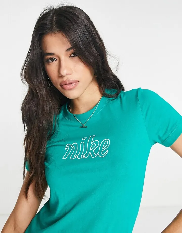 Nike heritage script logo t-shirt in green