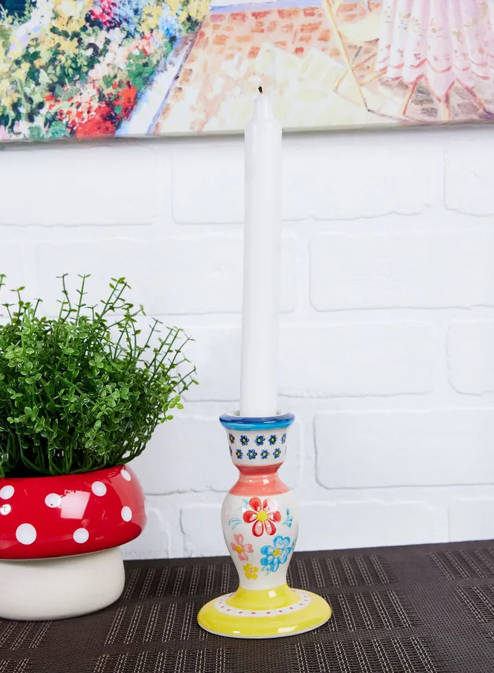 Folk Floral Candle Holder