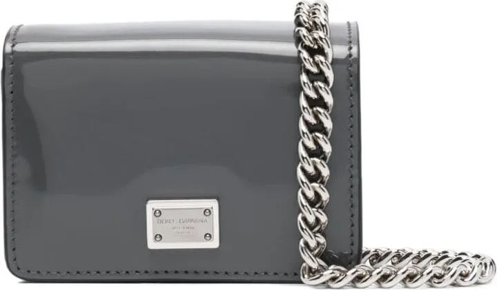 Mini Logo-Plaque Patent Crossbody Bag