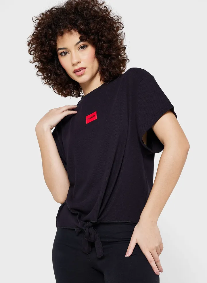 Tie Detail Logo Loungewear T-shirt