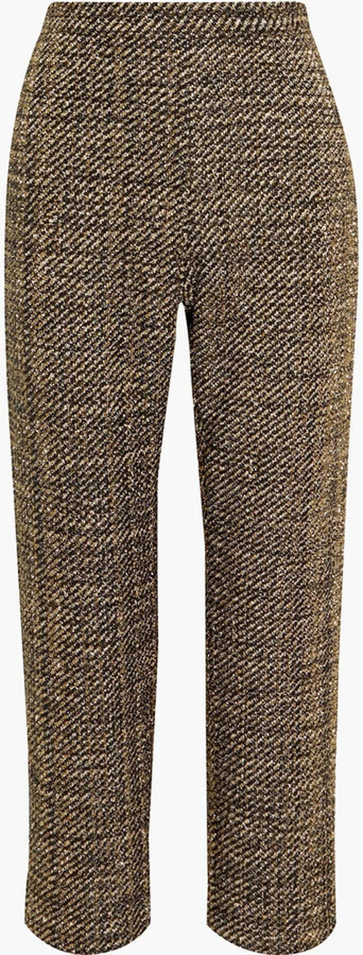 Cropped metallic tweed straight-leg pants