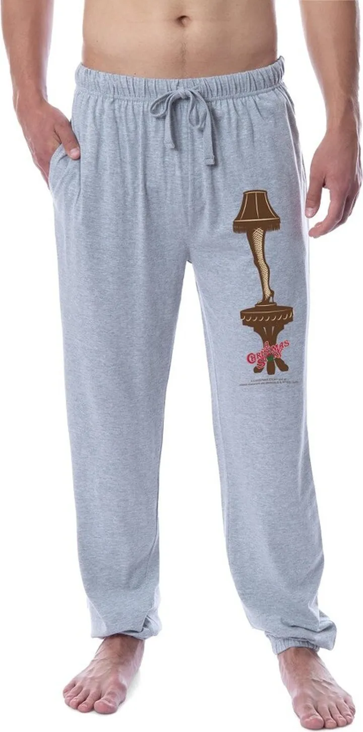 A Christmas Story Mens' Movie Lamp Leg Major Award Sleep Pajama Pants (Medium) Grey