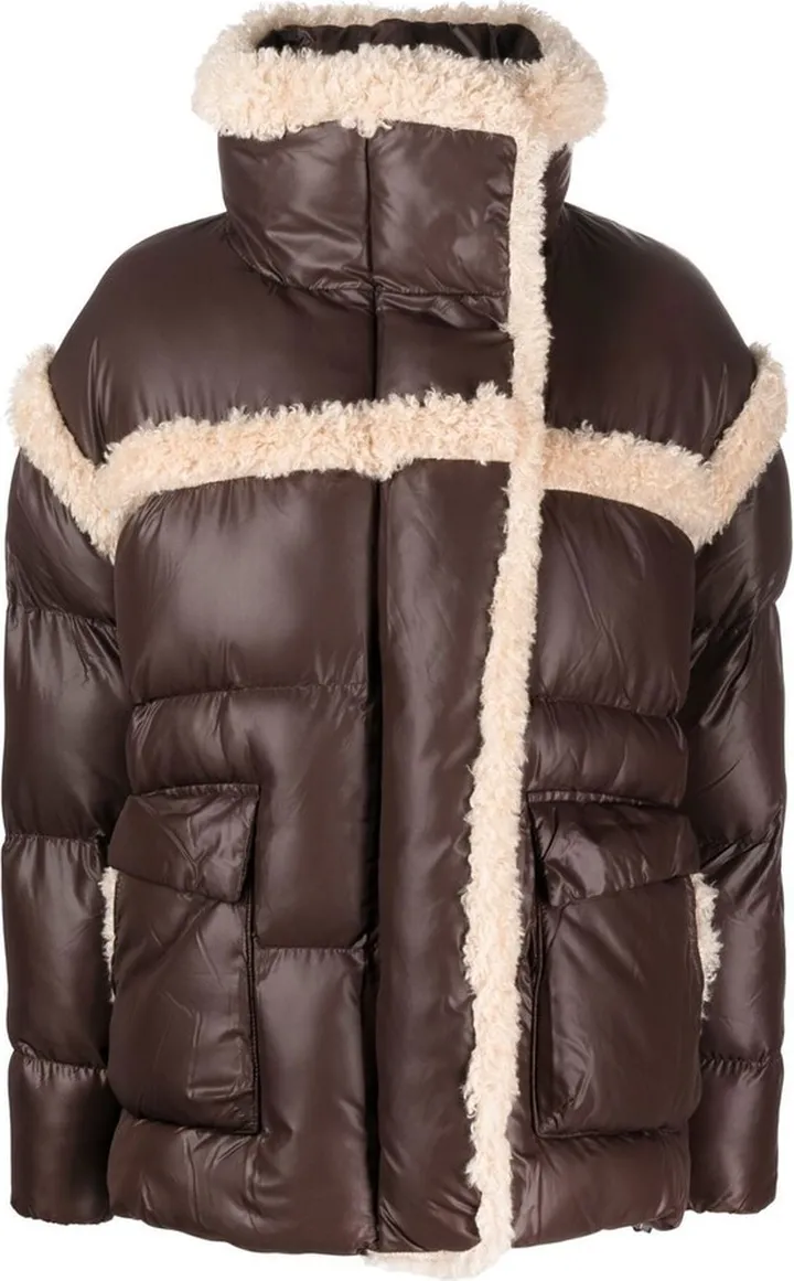 Faux Shearling-Trim Padded Coat