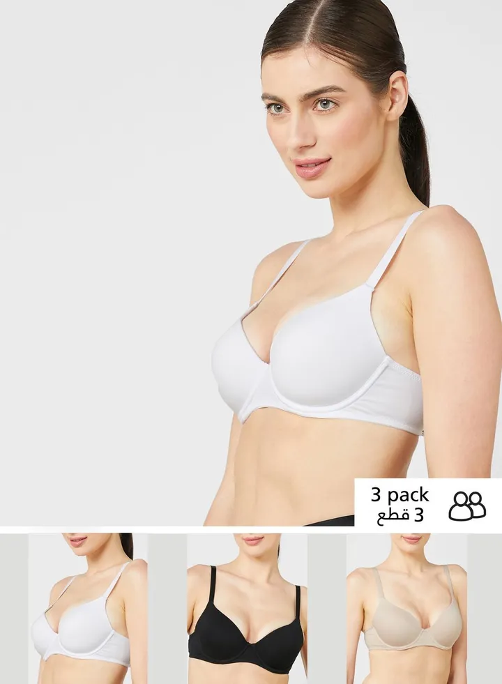 3 Pack Wired Full Cup T-Shirt Bras