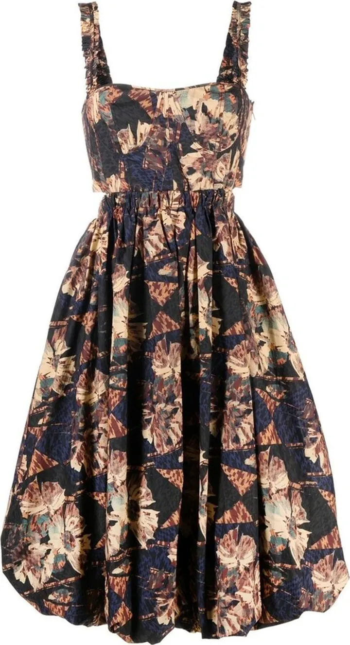 Floral-Pattern Midi Dress