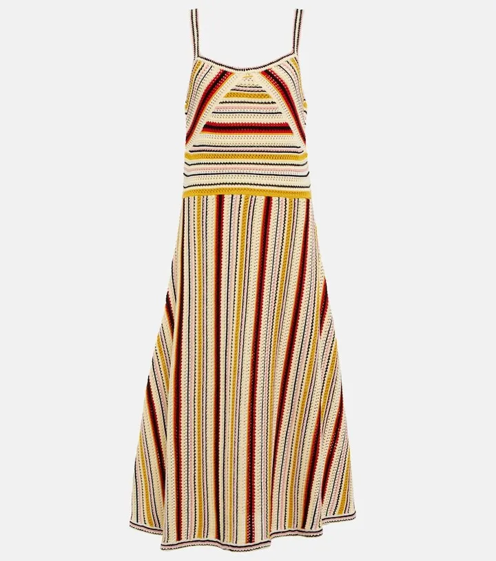 Vitali stripe crochet midi dress