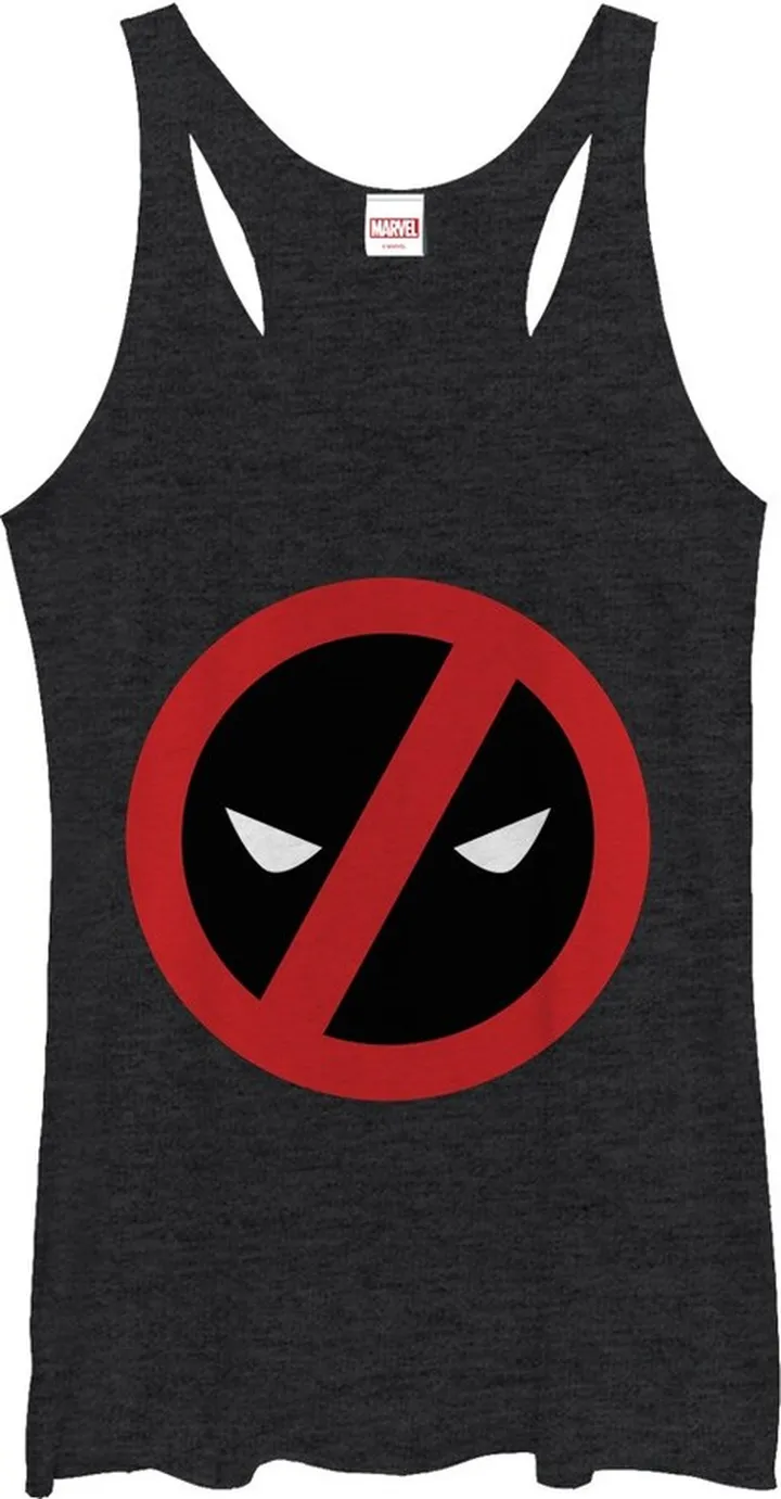 Women's Marvel Simple Deadpool Racerback Tank Top - Black Heather - Medium