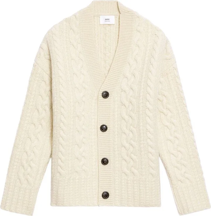 V-neck cable knit cardigan