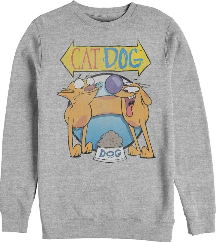 Men's CatDog Food Fight Sweatshirt - Athletic Heather - 3X Large