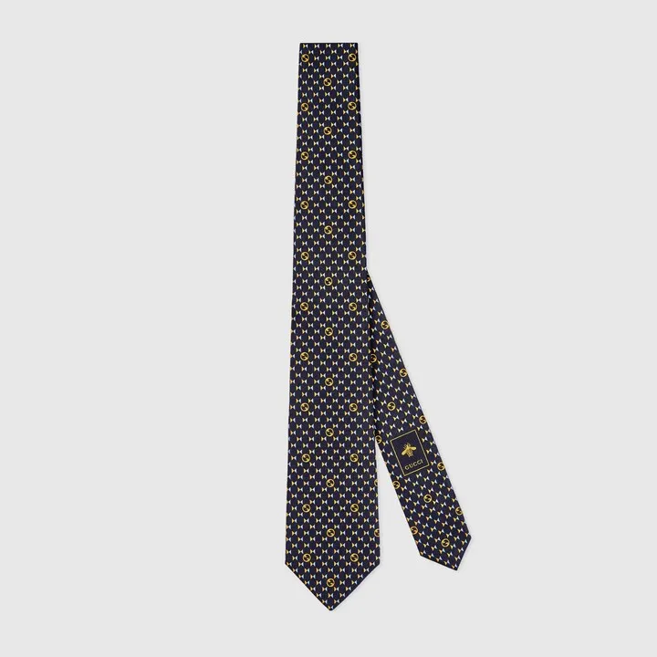 Round Interlocking G silk tie