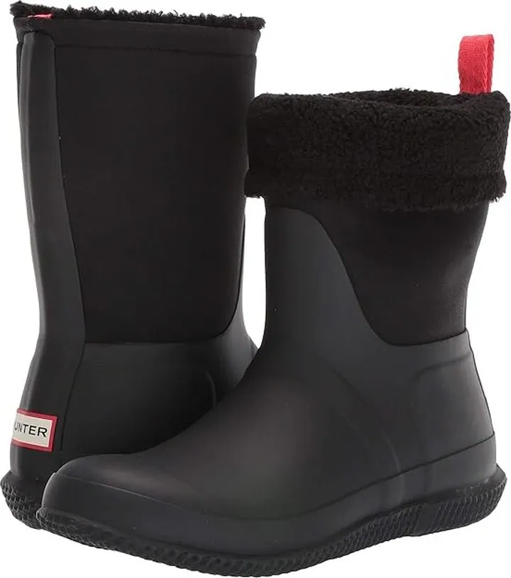 Hunter Original Roll Top Sherpa Snow Boot (Black) Women's Rain Boots