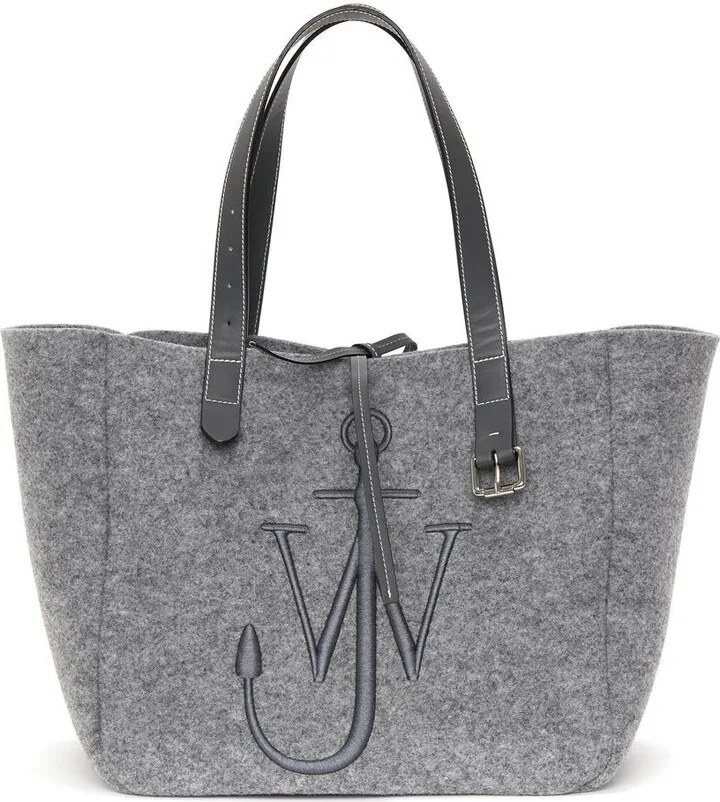 Belt embroidered-logo tote bag