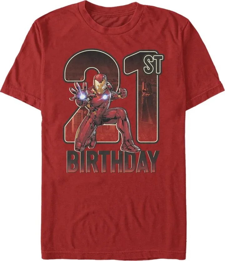 Men's Marvel Iron Man 21st Birthday Action Pose T-Shirt - Red - Medium
