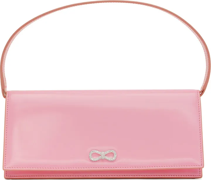 MACH & MACH Pink Crystal Bow Baguette Bag
