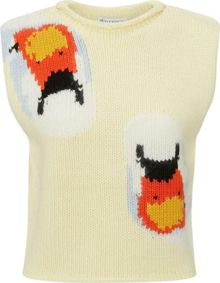 Swan Intarsia-Knit Vest