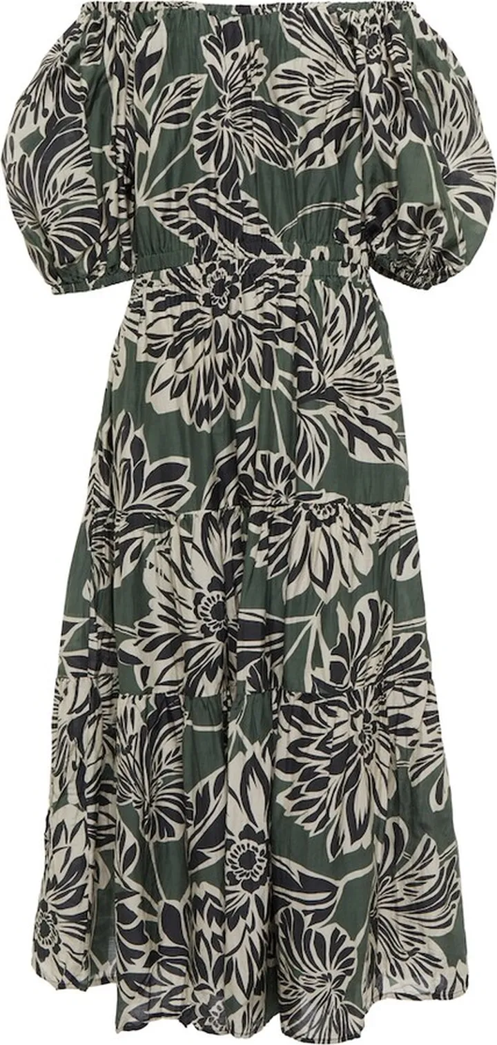 Raya floral cotton and silk midi dress
