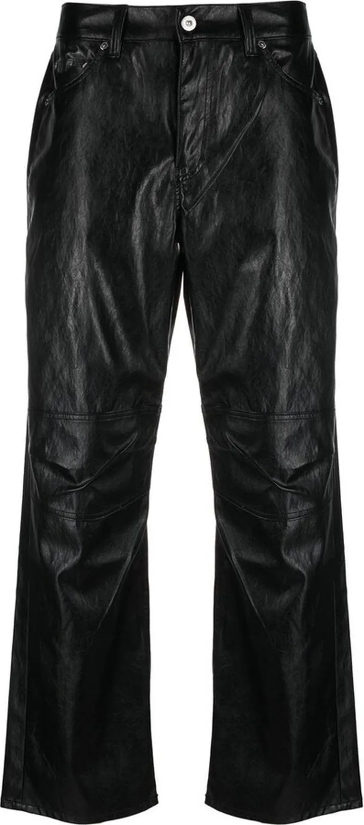 Faux-Leather Straight-Leg Trousers